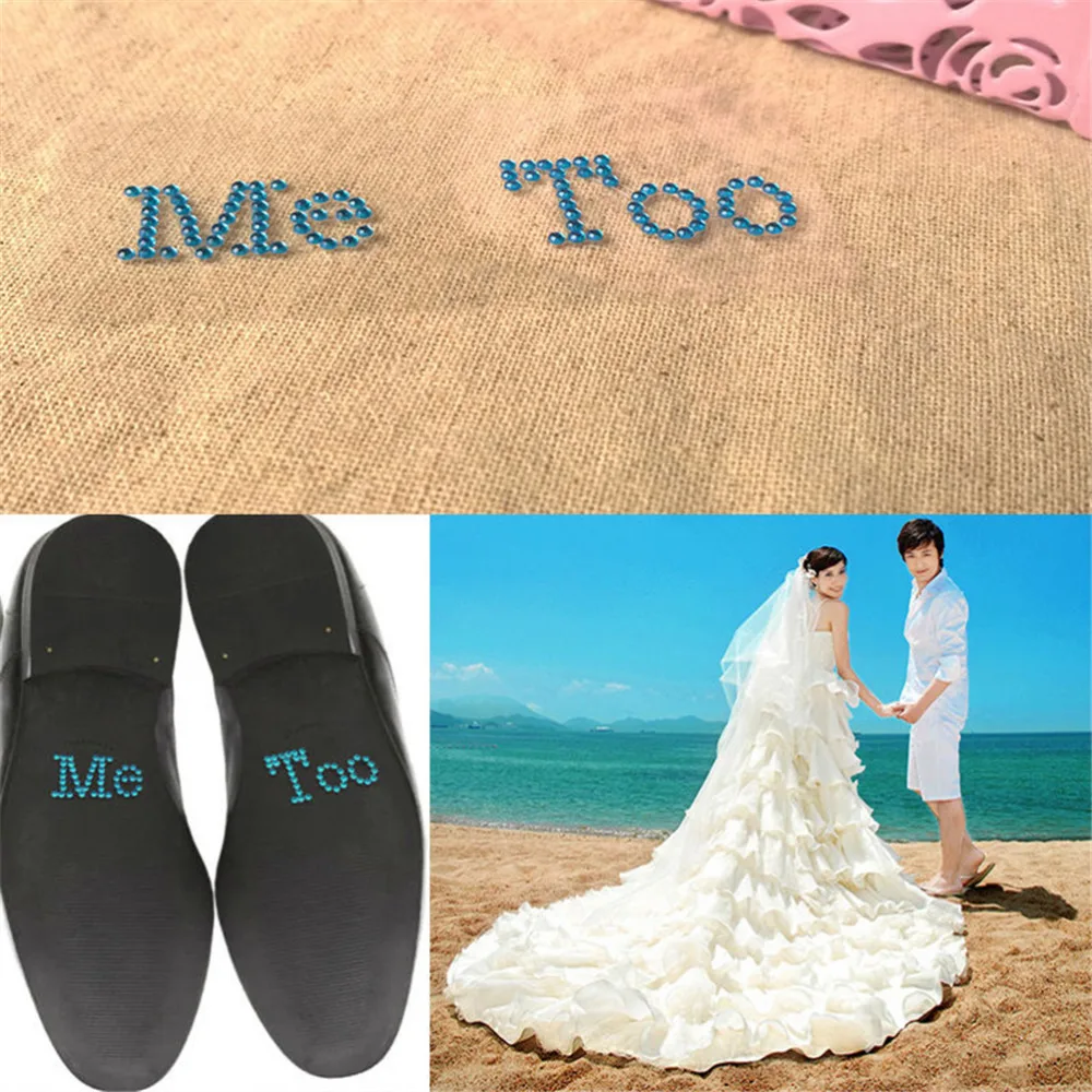 I Do Me Too Bridal Groom Shoe Sticker White Clear Rhinestone Wedding Decor | Дом и сад