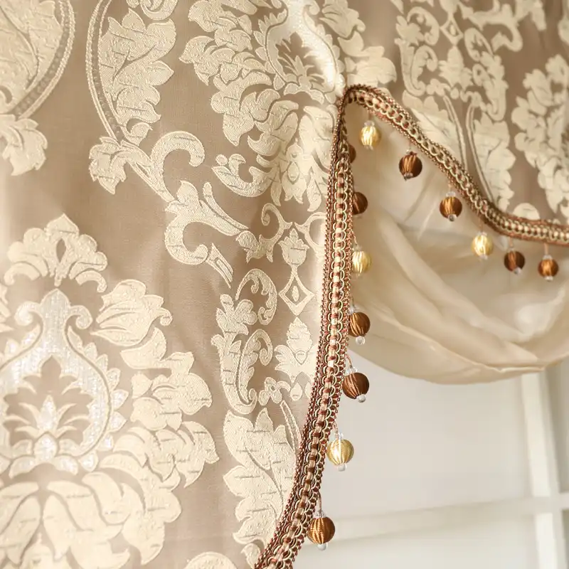 Budloom Luxury Golden European Style Jacquard Fringed Window
