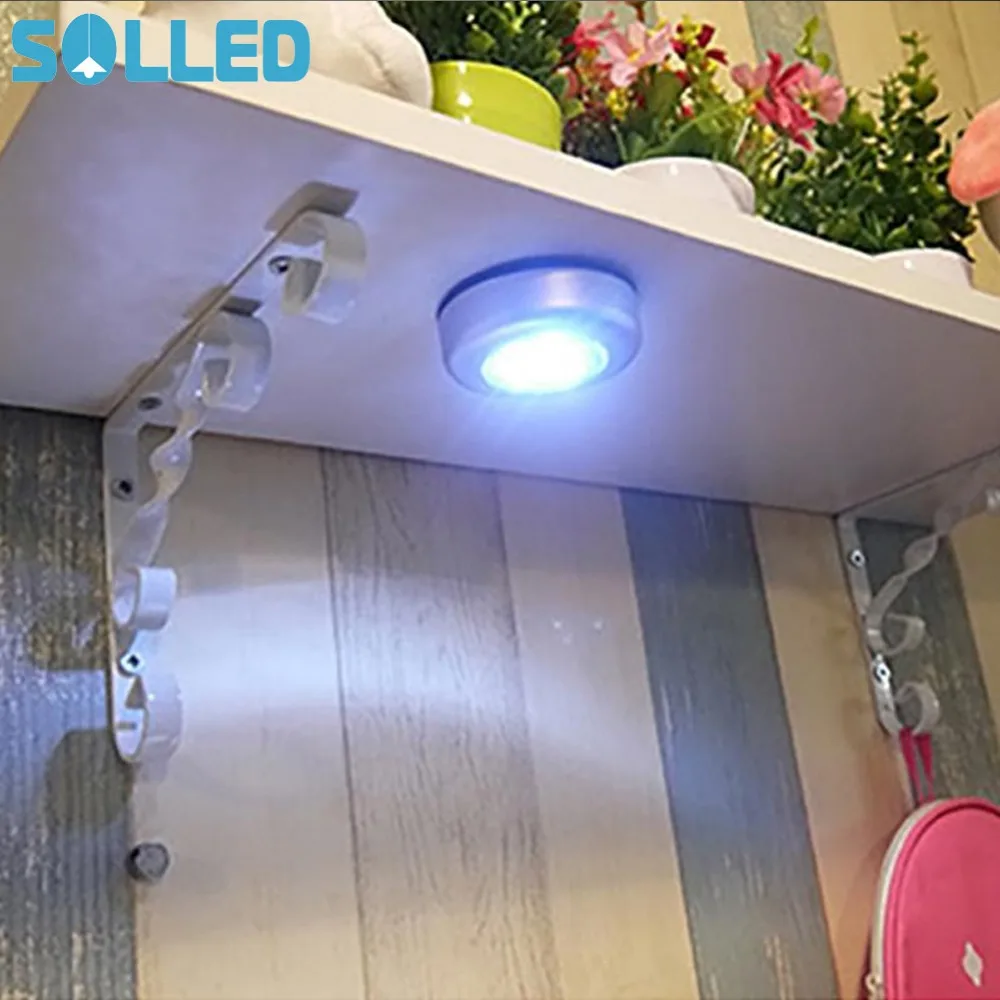 

SOLLED Led Night Light Wireless 3 LED Wall Light Kitchen Cabinet Closet Cordless Lighting Sticker Tap Touch Lamp Lamps