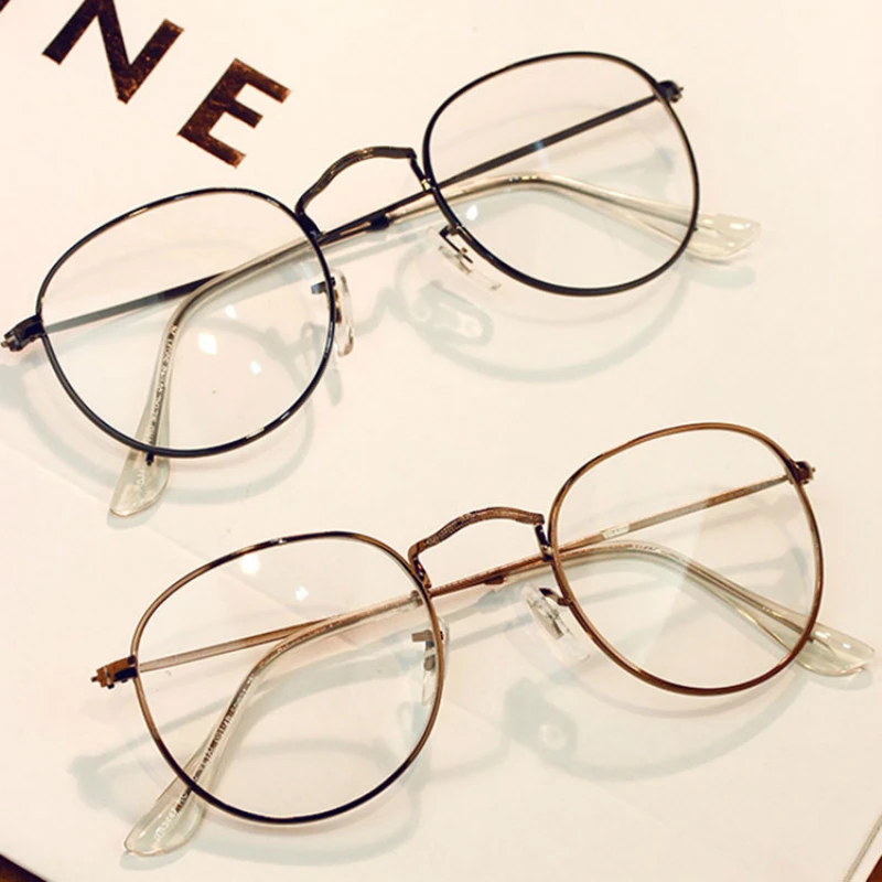 Retro Round Sunglasses Frame Ultra-light Glasses Flat Mirror Eyeglasses/_D