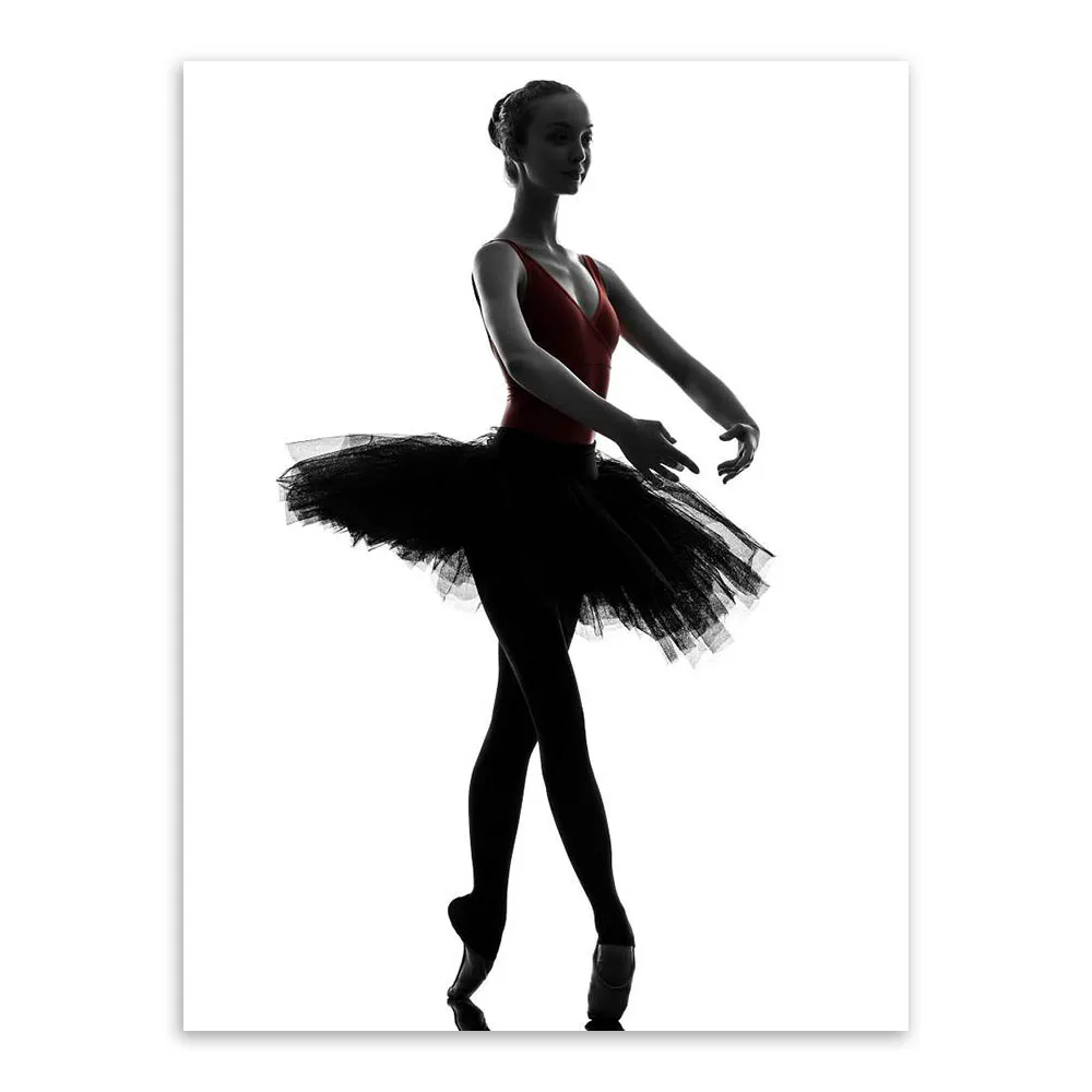 ابيض واسود - صفحة 87 Modern-Black-White-Ballet-Dancer-Silhouette-Beauty-Girl-Photo-Art-Print-Poster-Wall-Picture-Canvas-Painting