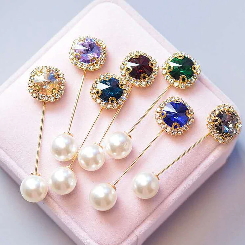 

7 style fashion Rhinestone Imitation pearls brooch Handmade Crystal Jewelry Women Brooch Neckline Scarf Buckle Decoration Pin