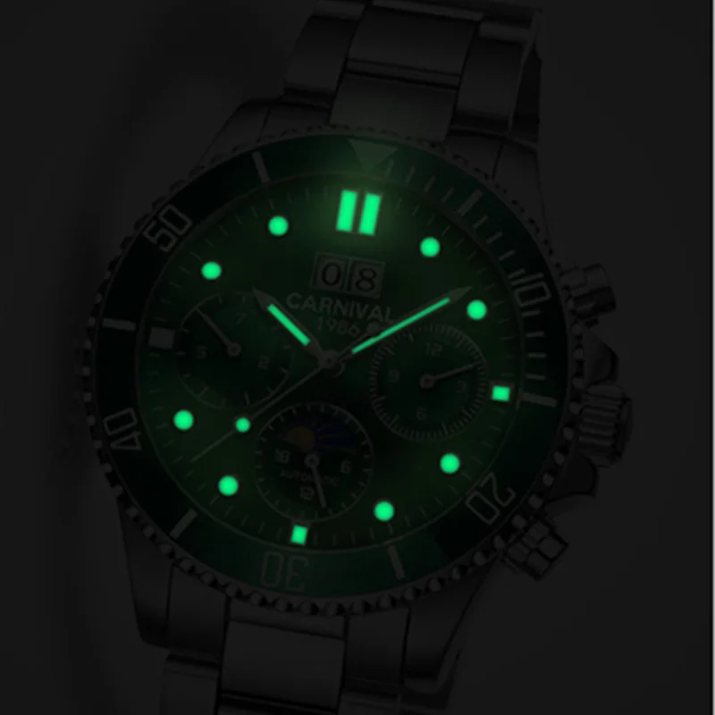 Часы наручные Carnival Moon phase Мужские механические автоматические водонепроницаемые