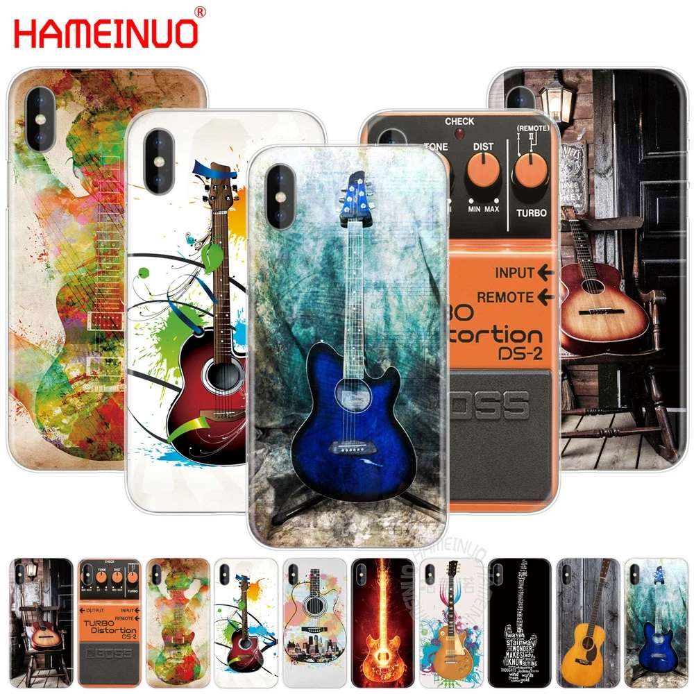 Hameinuo Guitar Blue Music Note Custodia Per Cellulare Per Basso Elettrico Per Iphone X 8 7 6 4 4S 5 5S Se 5C 6S Plus