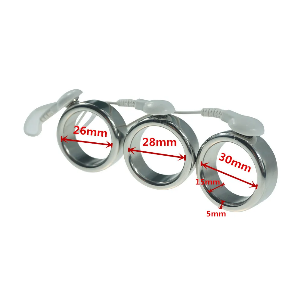 DIY Electric Shock Stainless Steel Delay Ejaculation Cock Ring Electro Shock Penis Ring 1piece electro sex toys electric sex toys