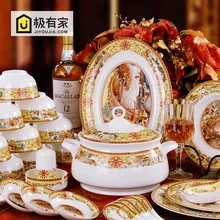christmas 56 head of household Jingdezhen bone china tableware glazed ceramic tableware bowl dish tableware set christmas 56 head of household Jingdezhen bone china tableware glazed ceramic tableware bowl dish tableware set