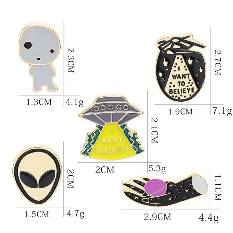 Милый мультяшный Alien UFO ручной сплав брошка легкая одежда значок эмалированное