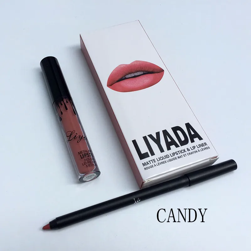 Лидер продаж года liyada Марка жидкая матовая помада комплект Lips Pencil Губы Макияж Lasting Водонепроницаемый Коврики ручка блеск для губ Косметика - Цвет: CANDY