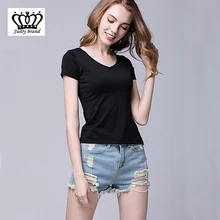 Мода Высокое качество круглый 5 цветов 2 шт. Короткий Комплект для женщин хлопок базовая футболка для женщин летние белый