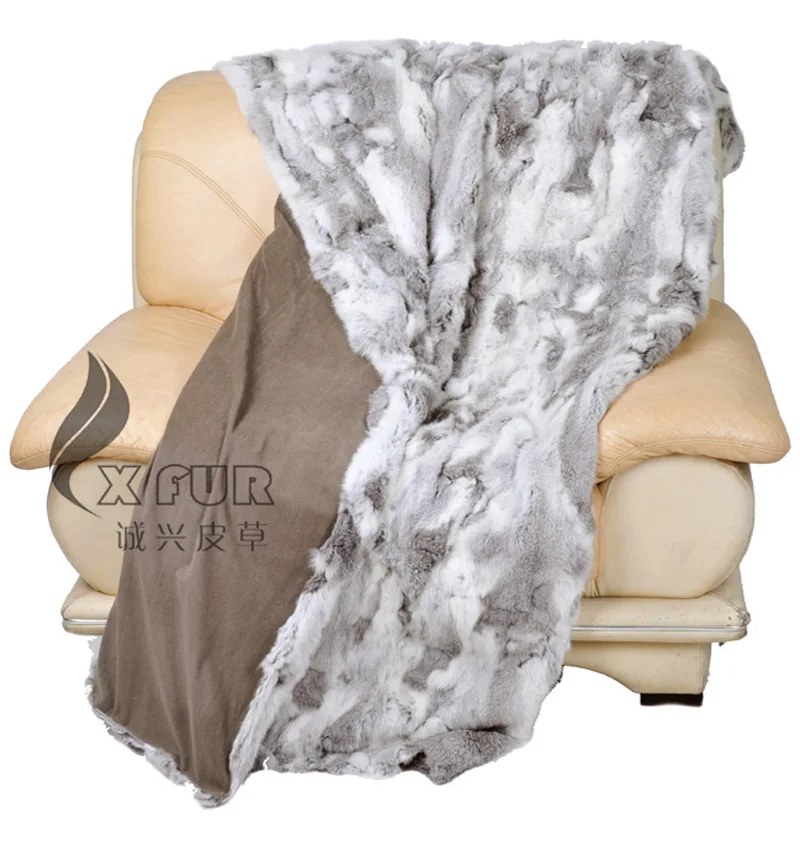US $104.34 CXD12Z 150x200cm Bedding Patchwork Real Rabbit Fur Blanket