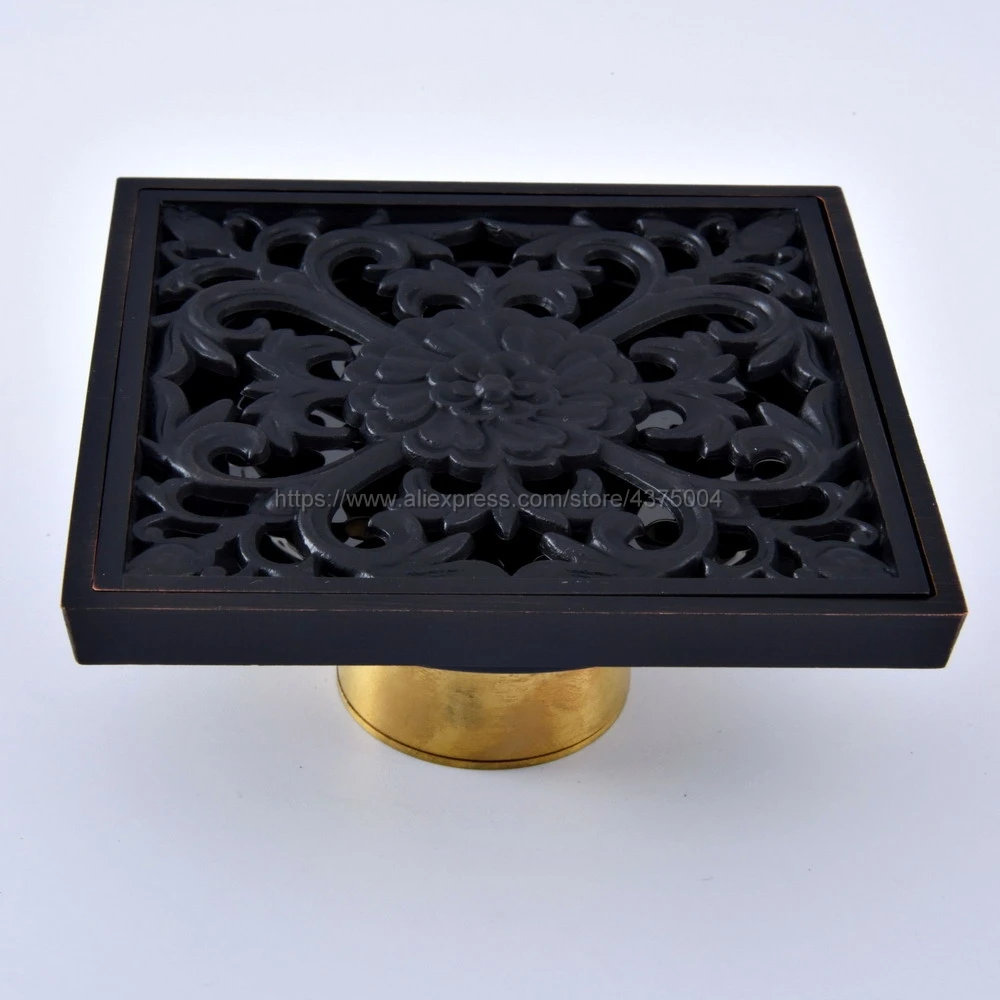 

Oil Rubbed Bronze Shower Floor Drain Bathroom Deodorant Euro Square Floor Drain Strainer Cover Grate Waste Nhr064