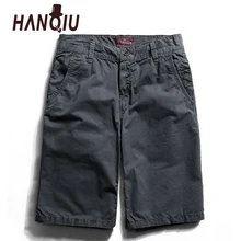 HANQIU летние мужские Карго короткие однотонные высококачественные хлопковые однотонные облегающие шорты со средней талией Повседневные Дышащие Модные шорты