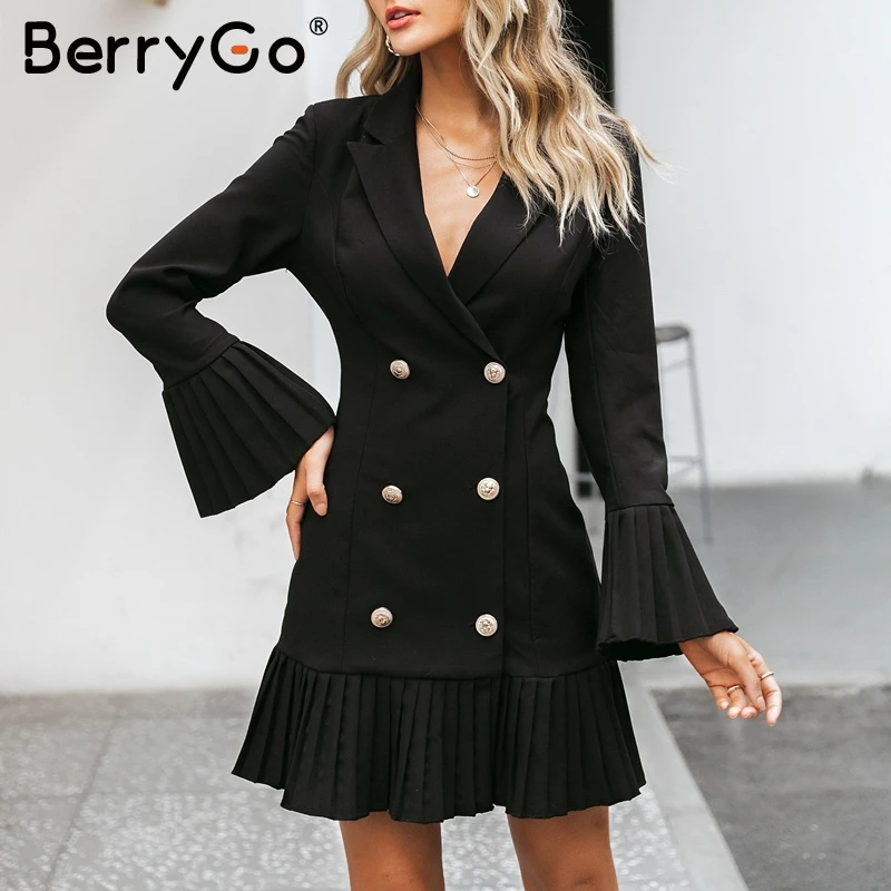 BerryGo двубортный женск офис платье костюм осень женский офисный повседневный