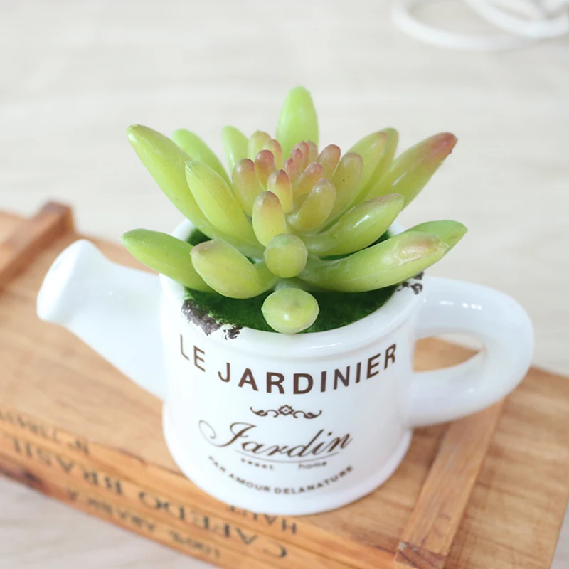 artificial plastic flowers with Ceramics vase cute artificial flower set home decoration for wedding flowers decoration (1)