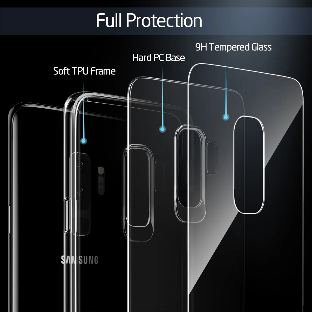 Для samsung S9 чехол, ESR для samsung S9 Plus чехол из закаленного стекла жесткий чехол+ ТПУ Рамка для samsung S9 для Galaxy S9 plus