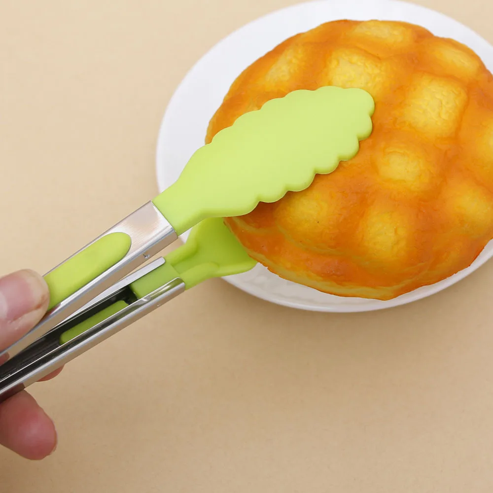

KANNERT Silicone Cooking Salad Serving BBQ Tongs Stainless Steel Handle Bread Barbecue Kitchen Utensil Accessories Random Color