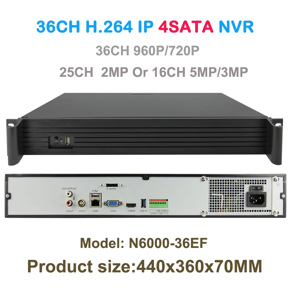 Камера видеонаблюдения Full HD 36ch 960 P/720 P 16 каналов 5 Мп/4 МП/3 Мп 25 1080 p NVR 4xsata HDMI ONVIF IP |