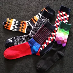 2018 новые модные хлопковые Happy Socks Для мужчин полосой Calcetines Hombre Skarpetki Sokken забавные Meia Masculina Calzini Uomo оптовая продажа