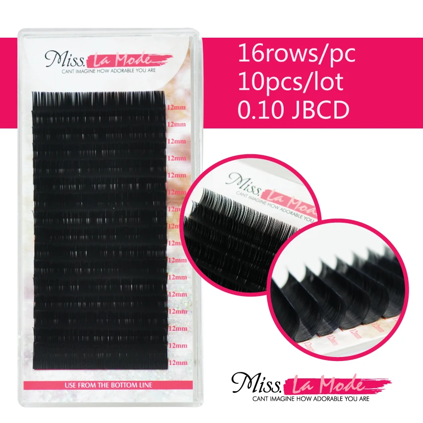 

10pcs/lot High Quality JBCD Curl 0.10mm Thick Mink Individual Silk False Eyelash Extensions Lash