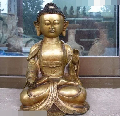 

xd 003429 11"Tibet Buddhism Copper Bronze Bhaisajyaguru Sakyamuni Buddha Statue
