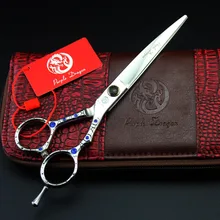 Парикмахерские ножницы 679#7,0 ''19 см бренд фиолетовый дракон высшего класса горный хрусталь 440C собаки кошки домашние животные ножницы для стрижки волос