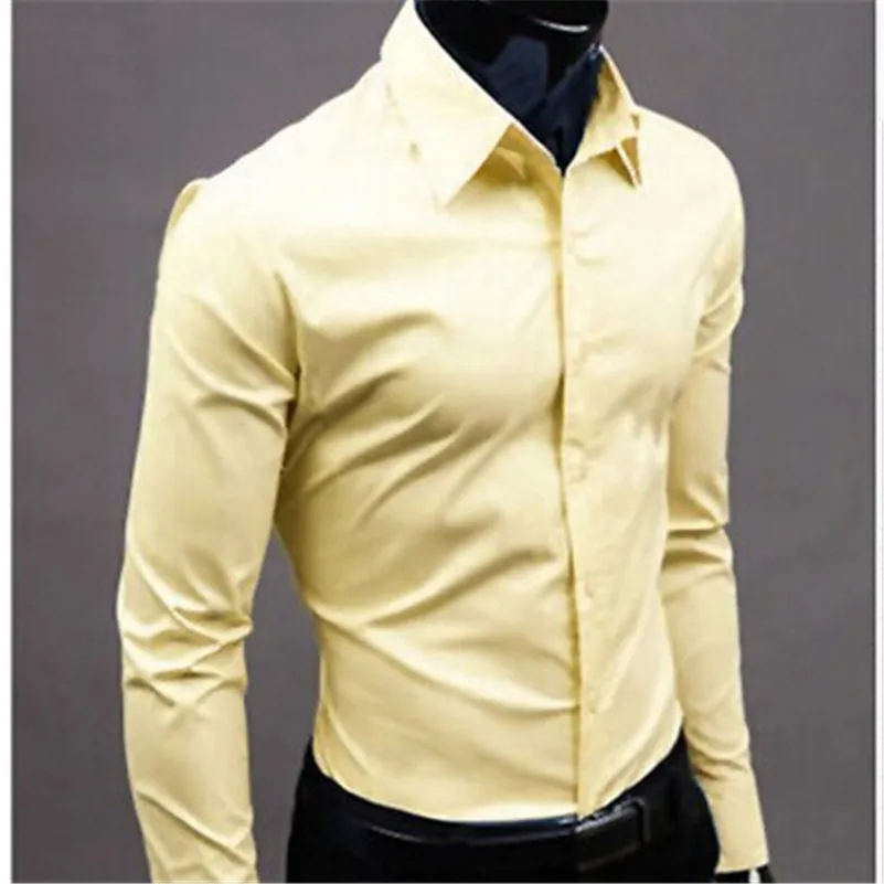 UNIVOS куни Для мужчин рубашка с длинным рукавом Мода Для мужчин s Повседневное рубашки хлопок сплошной Цвет Бизнес Slim Fit социальные Camisas Masculina