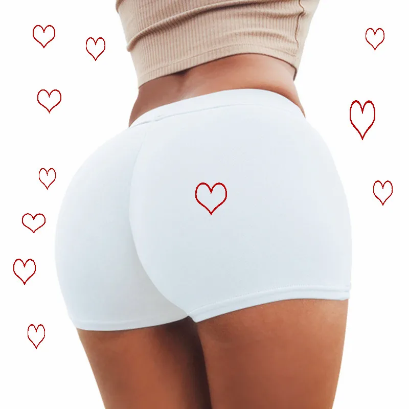 

Summer Women Shorts High Waist Patchwork Elastis Waist Waistband Skinny Casual Short Pants Solid Color Black Red White Women