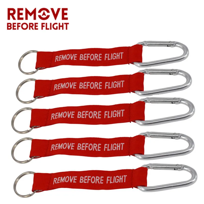

5 PCS Remove Before Flight Bijou Hoop KeyChain Red Embroidery Keyring Holder For Car Holiday Gift Keychains Jewelry llaveros