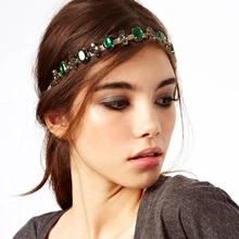 1 chic women lady elastic fashion metal rhinestone head chain jewelry headband hairband hair band acessories chic beaded hairband for women