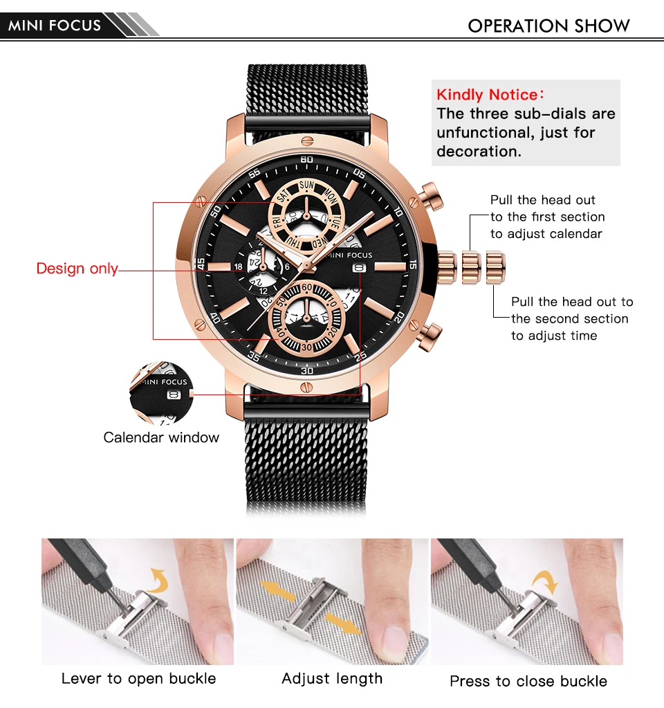 MINIFOCUS повседневные мужские спортивные часы лучший бренд Роскошные Кварцевые часы мужские сетчатый ремешок водонепроницаемые хронограф ультра тонкие наручные часы