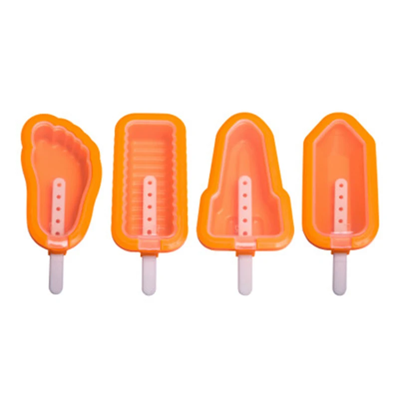 

4Pcs Silicone Ice Cream Mold Popsicle Mould Silicone Non-toxic Popsicle Ice Cream Mold Innovative Cute Homemade Stick Ice Maker