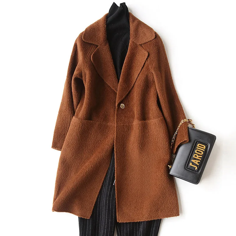 PUDI A37029 Женское зимнее теплое шерстяное полиэфирное пальто с воротником Женское пальто куртка пальто - Цвет: coffee
