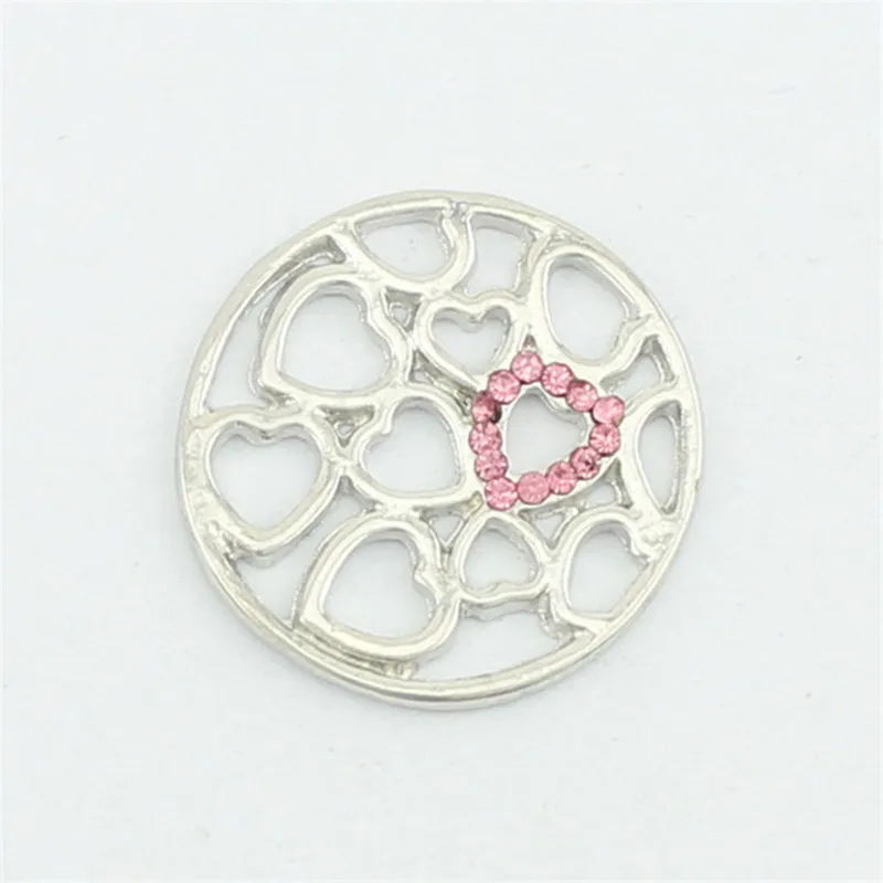 New Arrival Popular 22mm Silver Color crystal Heart Window Zinc Alloy Plates for 30mm Floating Locket 5PCS/Lot | Украшения и
