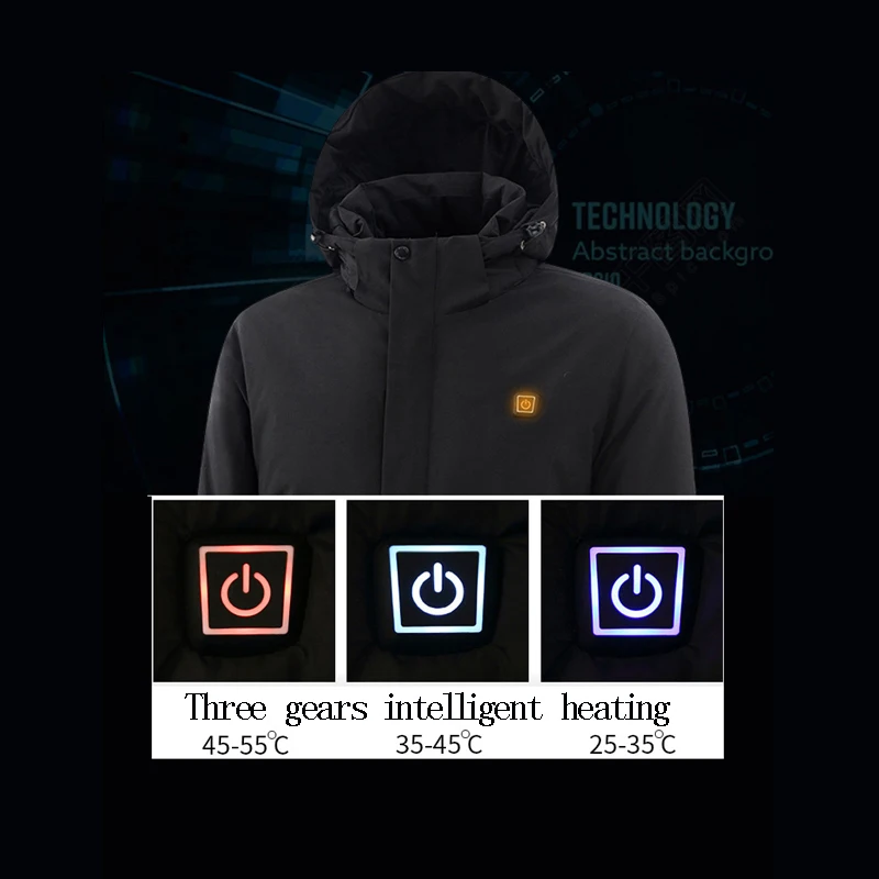 TIEPUS new winter jacket men models solid color USB infrared intelligent heating warm Hooded windbreaker coat men size 7XL 8XL TIEPUS new winter jacket men models solid color USB infrared intelligent heating warm Hooded windbreaker coat men size 7XL 8XL