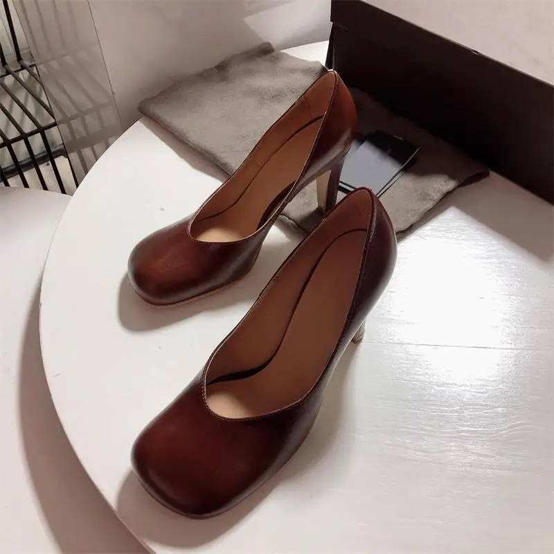 Scarpe Donna Women Shoes Pumps Retro Mules Spring New Design Square Toe Solid High Heels Shoes Women Shallow Ladies Shoes