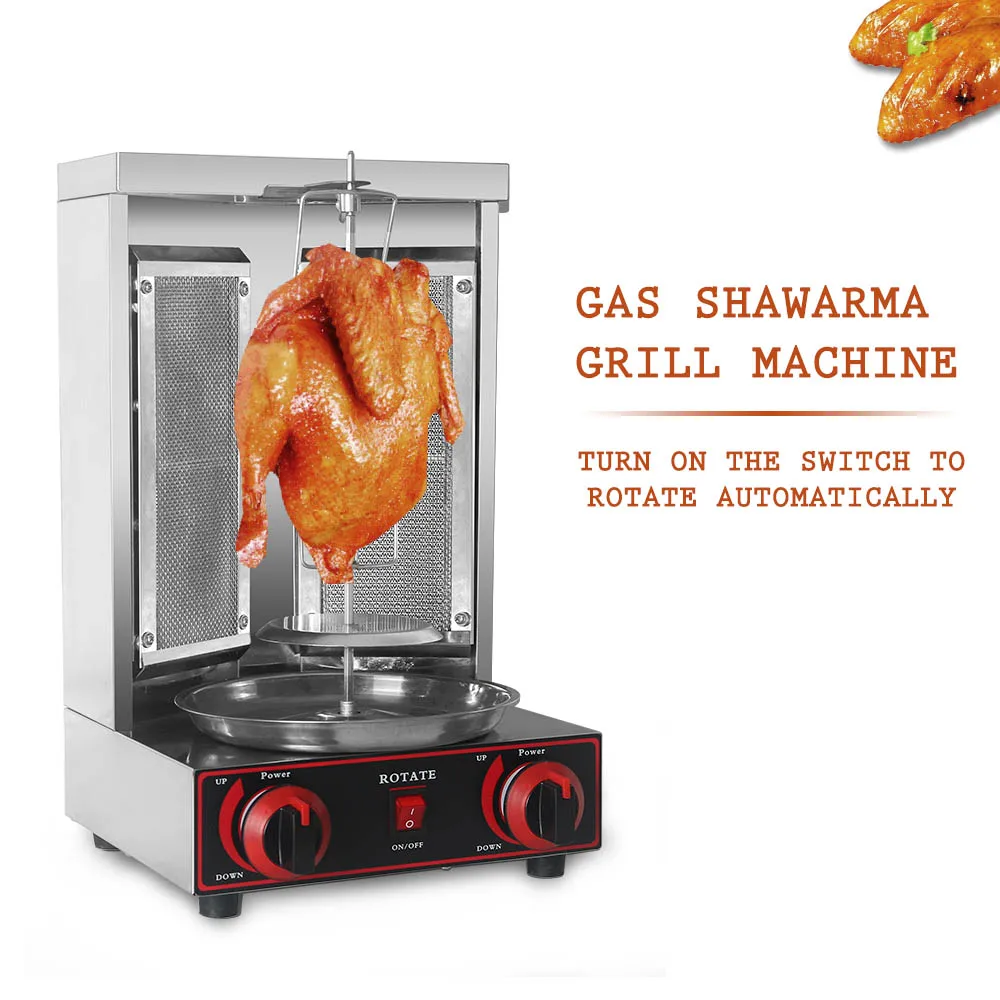 

Electric And Gas 2 in1 Automatic Rotating Shawarma Grill Two Infrared Burners Doner Kebab Machine Stainless Steel BBQ Grill