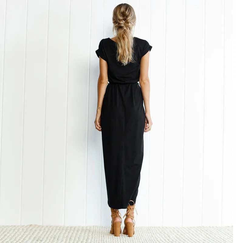 Europe and the United States spring and summer fashion short-sleeved front fork irregular short-sleeved Slim casual dress (12)