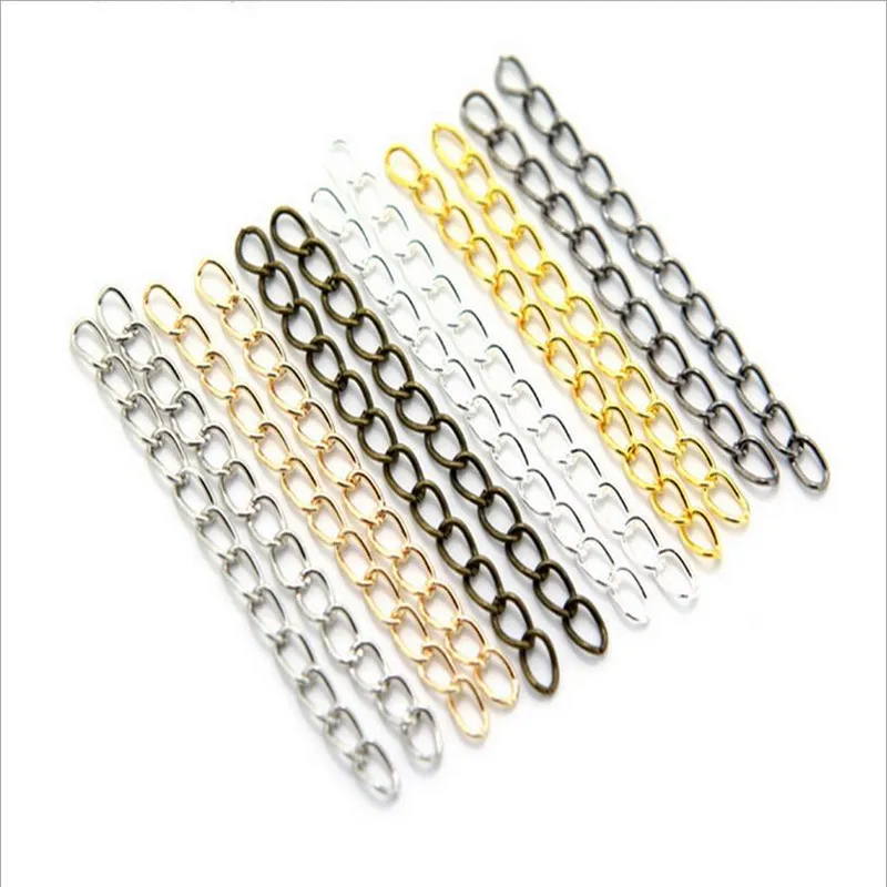 

100pcs/lot 50mm*3mm Necklace Extension Chain Bulk Bracelet Extended Chains Tail Extender for DIY Jewelry Making Findings Z490