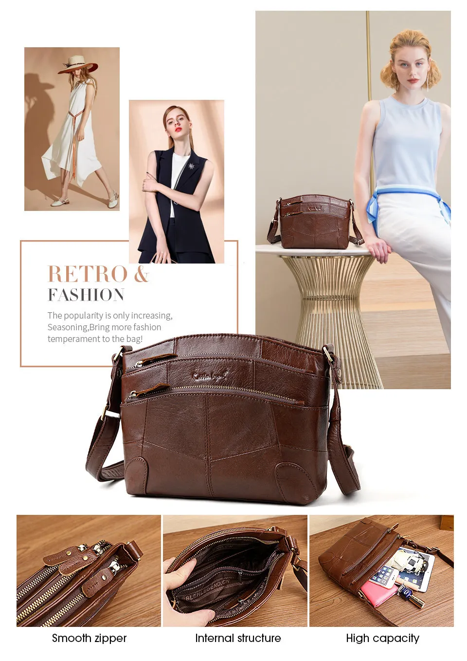 Винтажная женская сумка из натуральной кожи с несколькими карманами, маленькие женские роскошные сумки, дизайнерские сумки для женщин, сумка через плечо