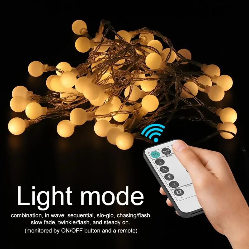 

5M 50LED Copper Wire LED String Lights Eight Function LED String Fairy Lights With Remote Control Christmas Holiday Decoration