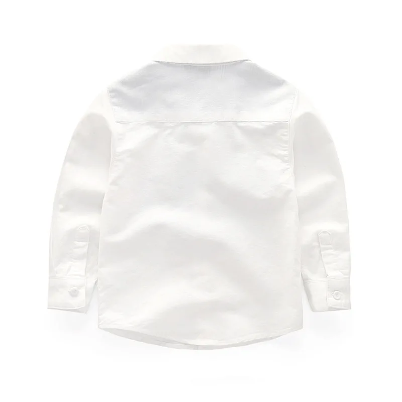 Dollplus/ рубашки для мальчиков Однотонная рубашка с длинными рукавами рубашка с отложным воротником для мальчиков, детская одежда для подростков белая блузка От 2 до 8 лет