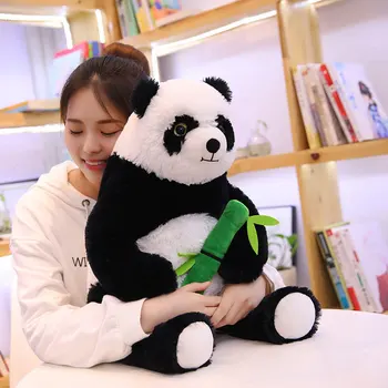 

50 Big size Chinese panda Plush Toys Sitting position Hold bamboo Soft Animal Stuffed Pillow Doll for kids Birthday Gift