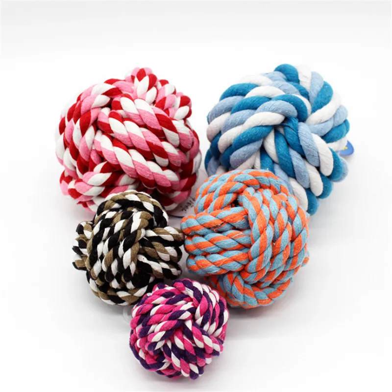 

rope Dog Toy Baby Dog Cat Toys Rainbow Durable Cotton rope Play Balls For Pets Toys