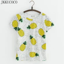 JKKUCOCO Hot Style Pineapple Print Tees Short Sleeve font b T shirt b font font b