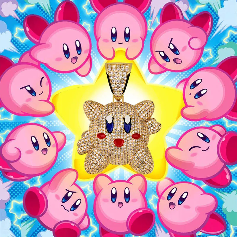 Ожерелье с подвеской 3D Kirby для мужчин и женщин украшение в стиле хип хоп теннисной