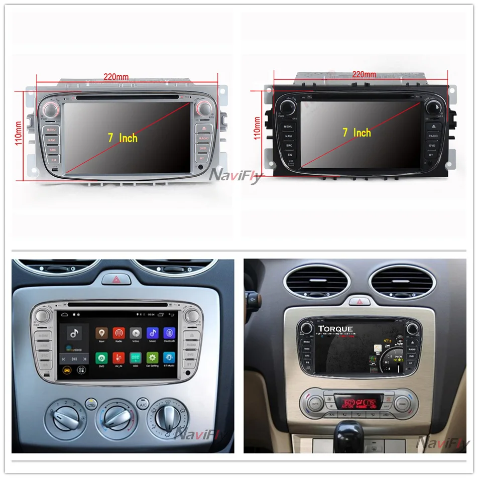 Sale NaviFly Android 7.1 Car dvd multimedia player radio For FORD Mondeo S-MAX C-Max FOCUS 2008 2009 2010 2011 with GPS Navi 4G WIFi 1