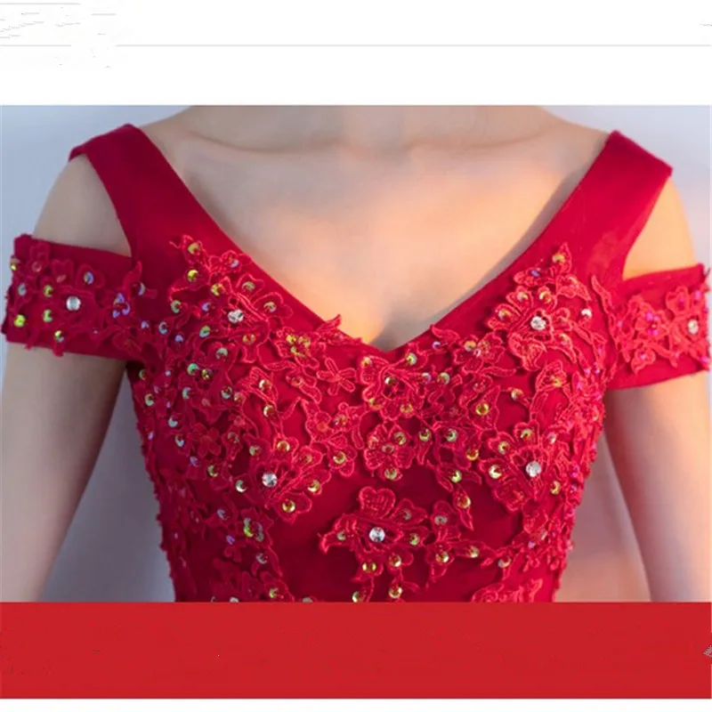 Красный с v-образным вырезом vestido de festa Винтаж трапециевидной формы вечерние платья Abendkleid вечернее платье свадебное платье vestidos de festa TK789
