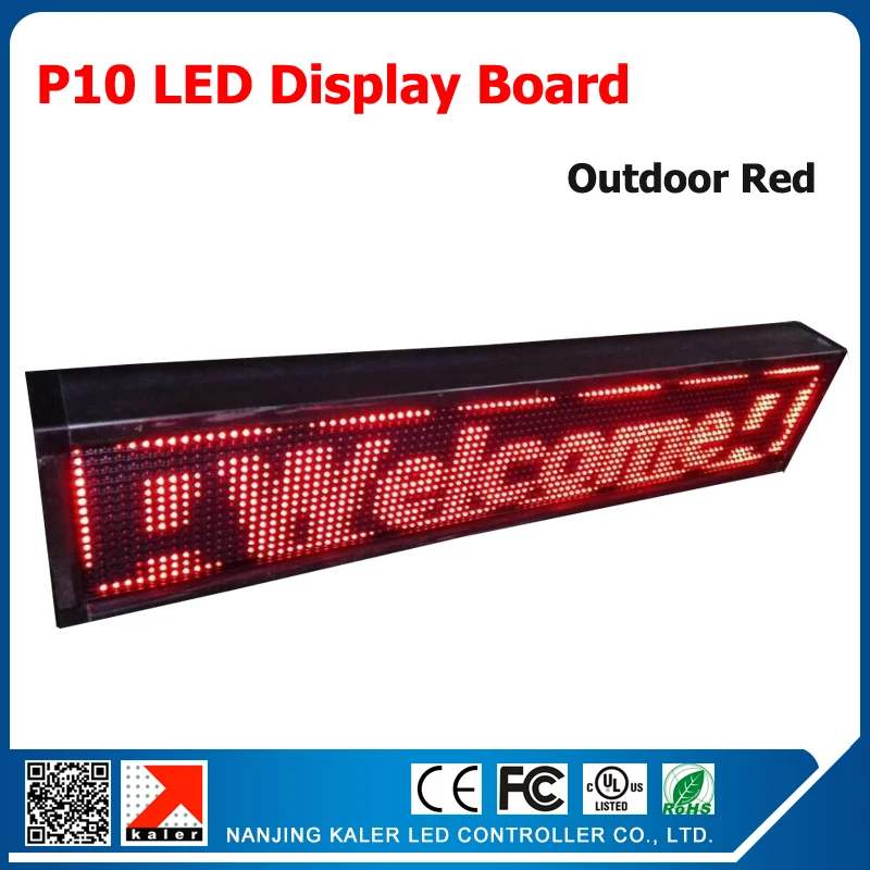

41" x 9" Led display outdoor programmable scrolling message led sign board for business p10 red led sign