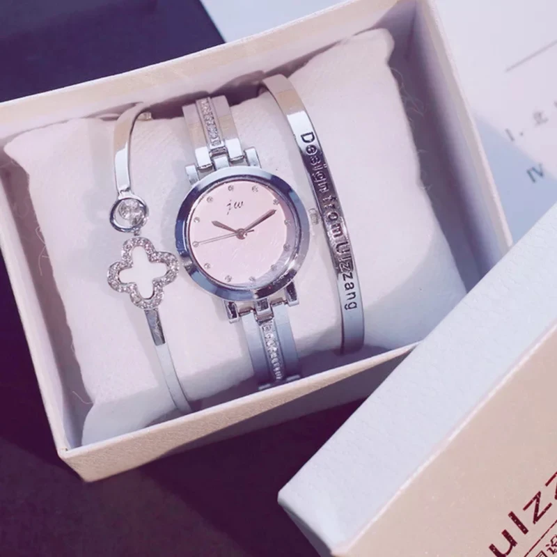 

2019 Fashion Gold Lady Wristwatch Luxury Simple Women Bracelet Watches Casual Stylish Female Gift Clock 3 Pcs set Ulzzang Style