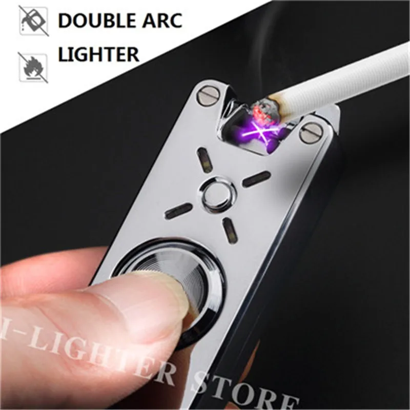 Hand Spinner USB Rechargeable Double ARC Lighter Flameless Cigarette Electronic No Gas Cigar Finger Toy For Men | Дом и сад